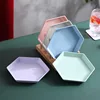 1PC Hexagon Dessert Plates Wheat Straw Thicken Snacks Trays Fruit Plate Dishes Multifunctional Tableware Party Kitchen Accessory 4
