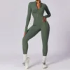 Women Yoga Jumpsuit Fitness Sports Suit Zipper Elastic One-Piece Bodysuits Gym Long Sleeve Gym Runing Push Up Workout Sportwear 6