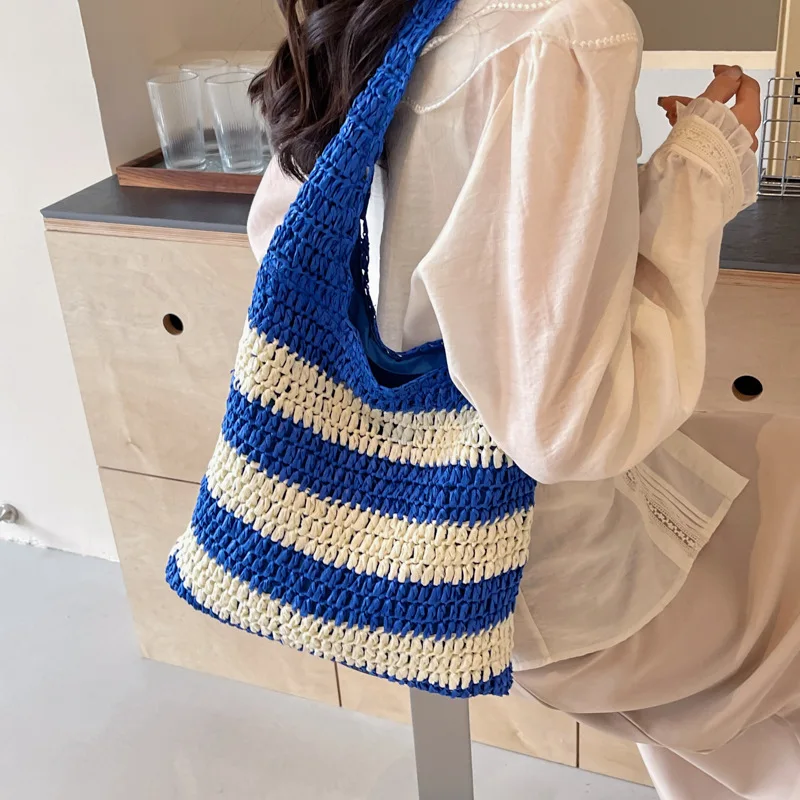 

Weave Tote Bag Summer Beach Straw Handbag Hollow Out Female Bohemian Shoulder Bags for Women 2024 Lady Travel Shopping Bags