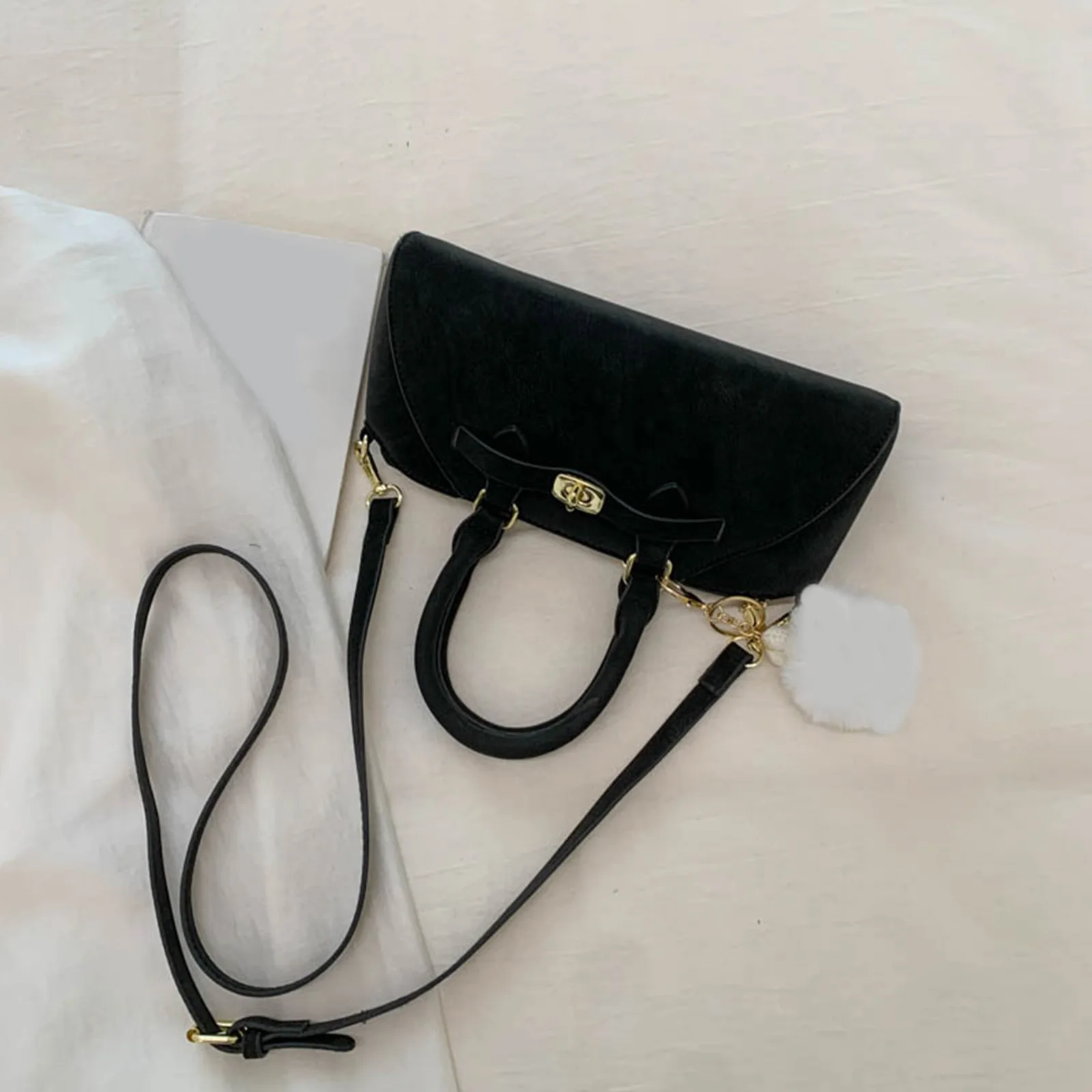 Crossbody Bag Solid Color Tote Handbag Underarm Bag Lightweight with Strap for Women Work Travel Fall