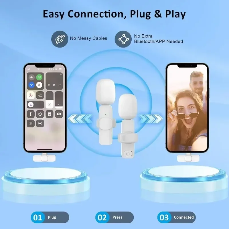 Wireless Lavalier Microphone Audio Video Recording Mini Mic for iPhone Android Mobile Phone K1
