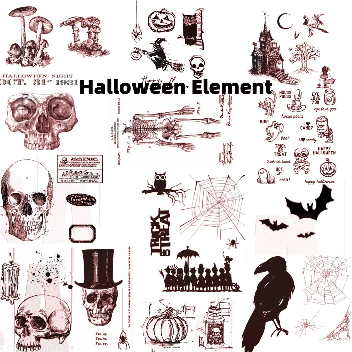 

Halloween Stamp Collection Clear Stamps Stencil for DIY Scrapbook Embossed Handcraft Paper Card Album Craft Template Supplies