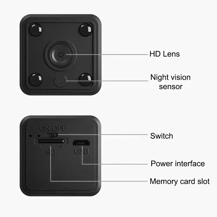 W8 Mini Camera HD 1080P Night Vision Battery Video Surveillance Wifi Smart  Home Camera(Black)