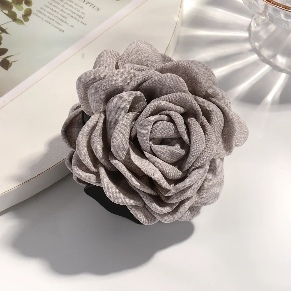 Vibrant Cotton Rose Flower Hair Claw Clips - Medium Size Shark Clamp