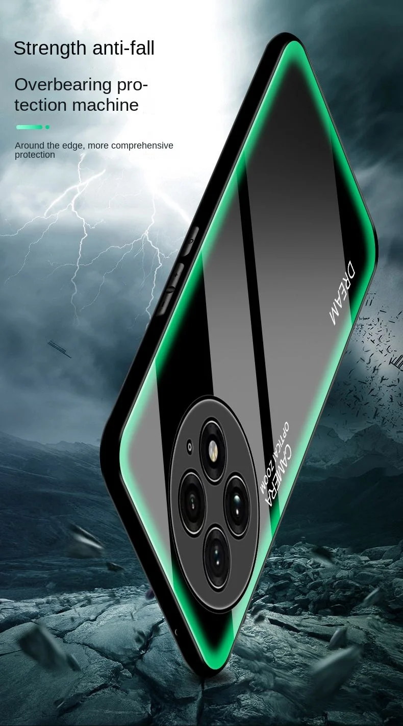 Gradient Tempered Glass Protective Back Cover Case