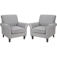 Comfy Accent Chair Set of 2 Mid Century Modern Fabric Living Room Chair Ergonomic Armchair with Soft Cushion Nailhead Trim 2