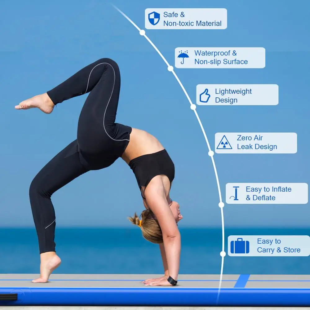 4 Meters Durable Inflatable Gymnastics Air Floor Mattress Yoga Mat Home Use Professional Training Sports GYM Mat with Pump Set Sf62291ab14244a10a030e6591b96e26dt