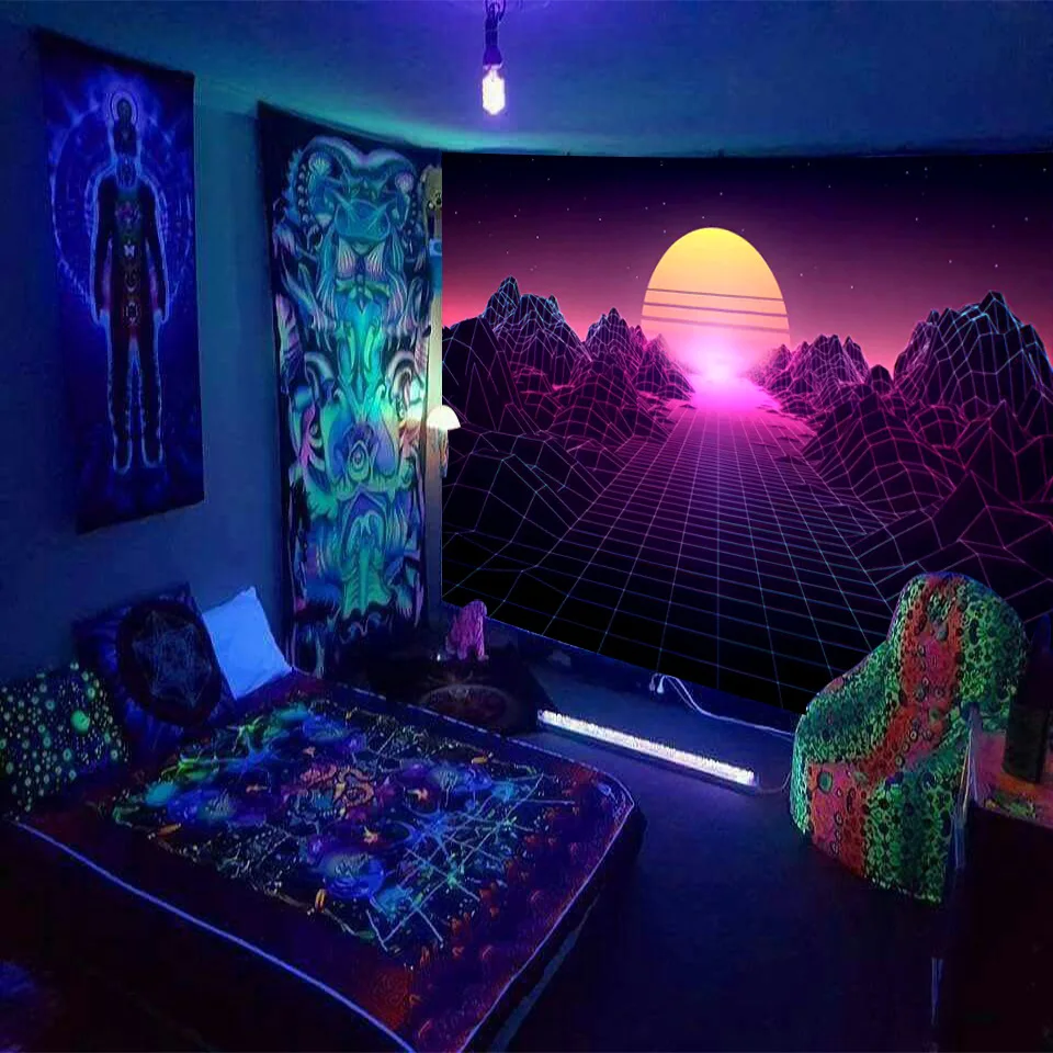 Psychedelic Fluorescent Decoration Sunset Sunrise Tapestry Wall Hanging