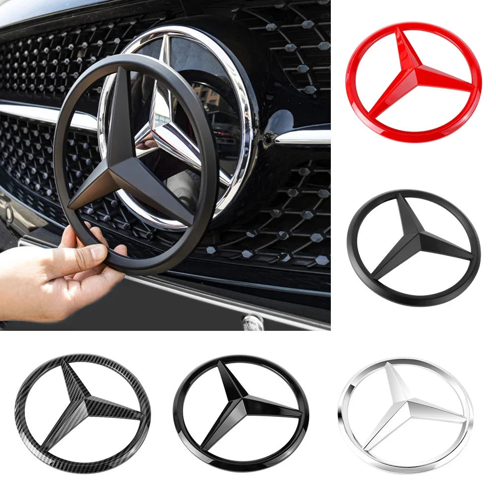 

18.8/21CM Car Front Grille Large Badge Decal for Mercedes Benz GLA GLB AMG GLS G C E GLE GLB A AMG Cover Decoration Accessories