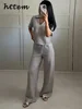 Casual Women's Knit Striped Pullover Pants Set Loose Polo Collar Short Sleeve T-shirt Drawstring Wide Leg Pant 2025 Lady Outfit 3 Casual Women's Knit Striped Pullover Pants Set Loose Polo Collar Short Sleeve T-shirt Drawstring Wide Leg Pant 2025 Lady Outfit 3