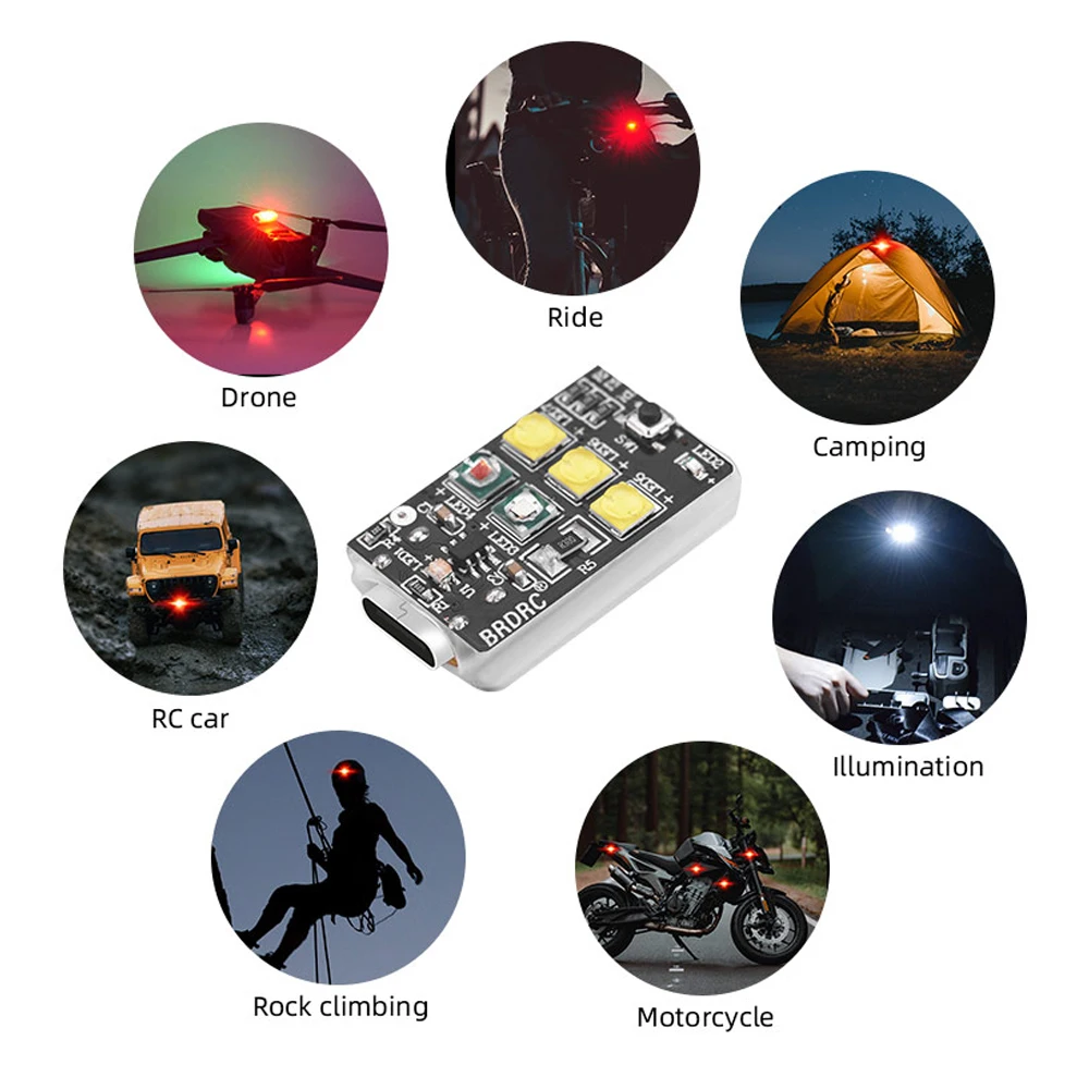 BRDRC Universal Motorcycle LED Warning Mini Signal Light Turn Signal Indicator for DJI Avata/Mavic 3 Pro Drone Strobe Light