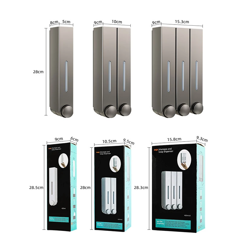 420 ml dispensador de sabão manualmente imprensa wall-mounted banheiro shampoo chuveiro gel desinfetante para as mãos multi-cabeça dispensador