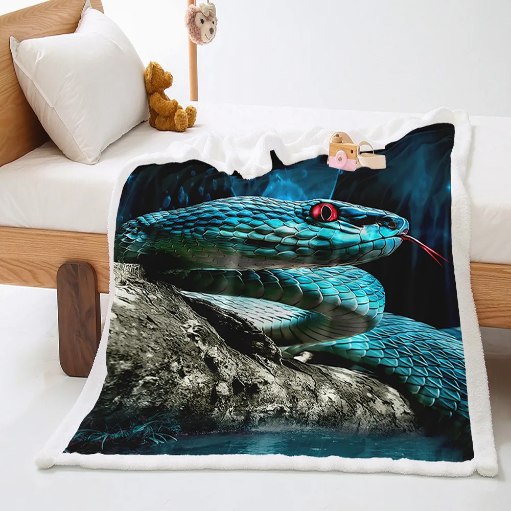 

3D Printed Lifelike Snake Plush Throw Blankets Napping Beds Sofa Cover Anime Kids Banket Soft Office Quilt Fashion Travel Picnic