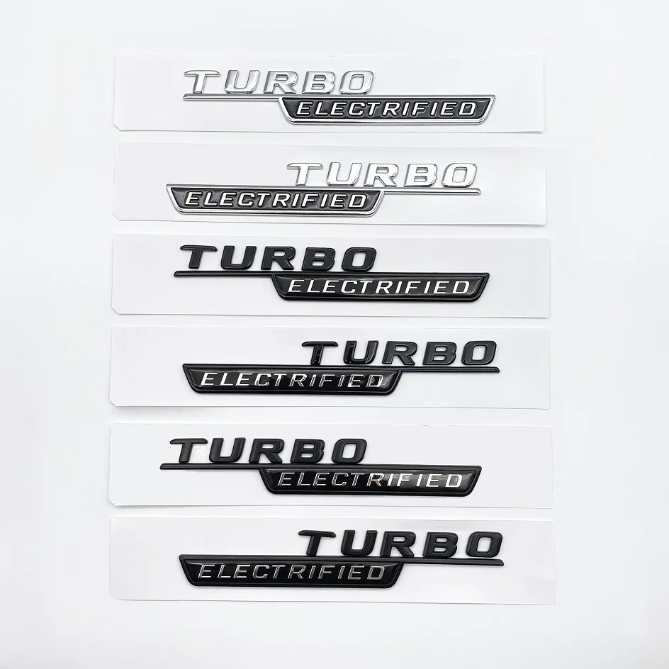 Mercedes Benz Amg C43 2022 자동차 펜더 네임 플레이트 로고 스티커 용 새로운 Turbo_electrified Turbo-ELECTRIFIED 언더 라인 ABS 엠블럼