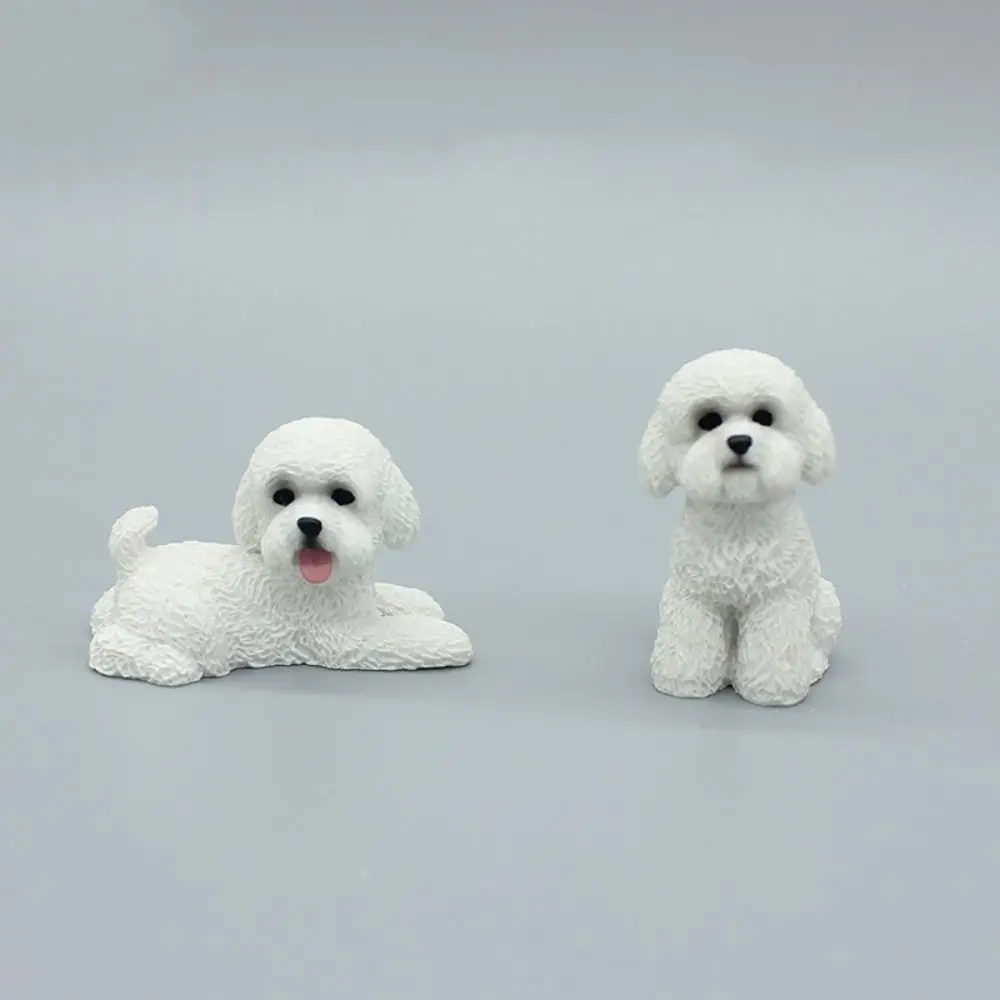 Simulation Poodle Dog Figures Puppy Model Resin Crafts Mini Animal Ornament Miniature Figurine Desktop Decoration
