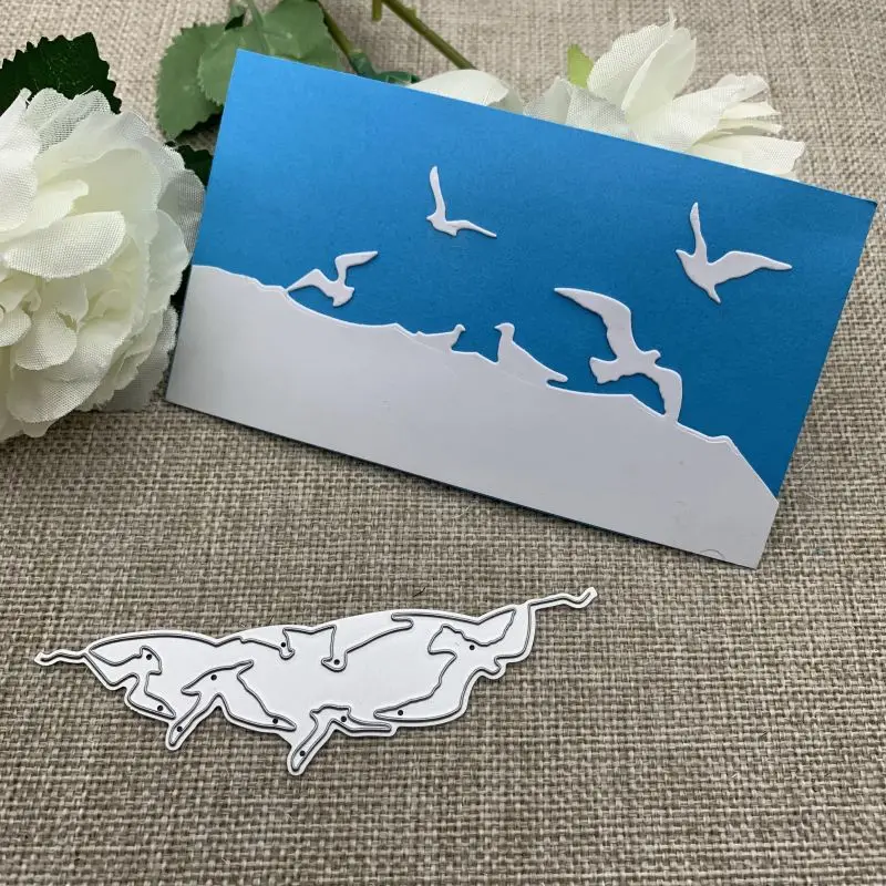 New Seagull Bird Wave Edge Metal Cutting Diy Scrapbooking Decorativo Goffratura Artigianato Fustellatura Modello Stampo