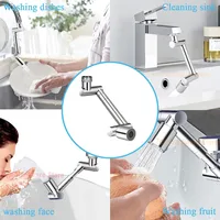 1440° Rotatable Scalable Metal Faucet Bathroom Tap Splash-proof Bubbler Kitchen Faucet Filter Nozzle Tap Saving Water Extender 2