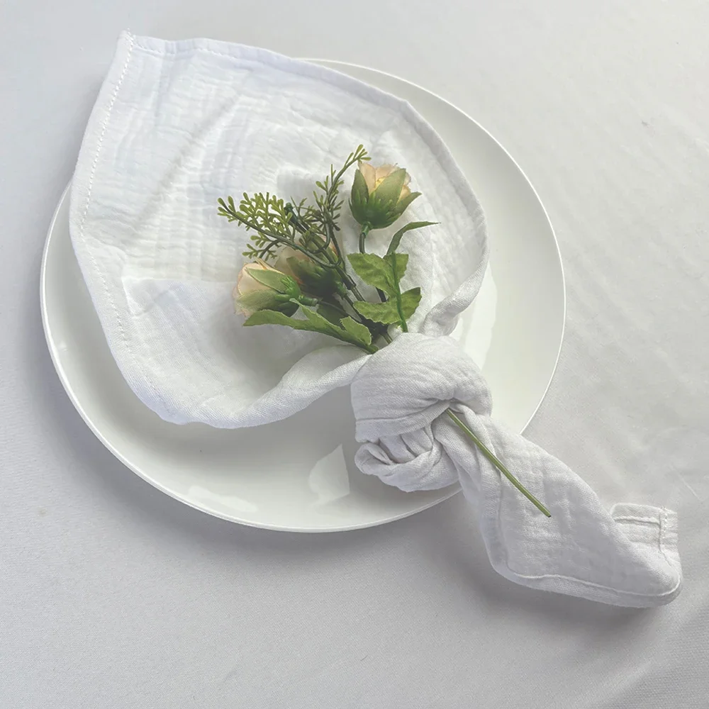 סט של 6 מפיות בד דו שכבתיות בגז 100% כותנה שניתן לשטוף לחתונה, מסיבת תינוקות, מסיבת רחצה כלה או ארוחת תה