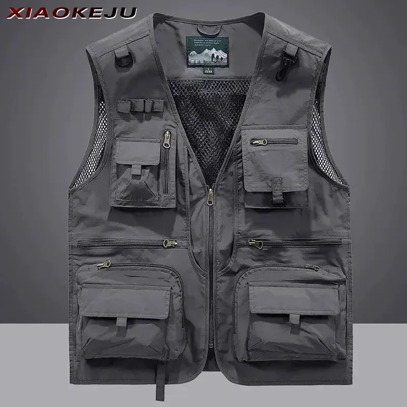 Waterproof Large Hunting Size Denim Men's Vest Clothing Free Shipping Workwear Tactical Sleeveless Jacket Windbreaker Mens Work