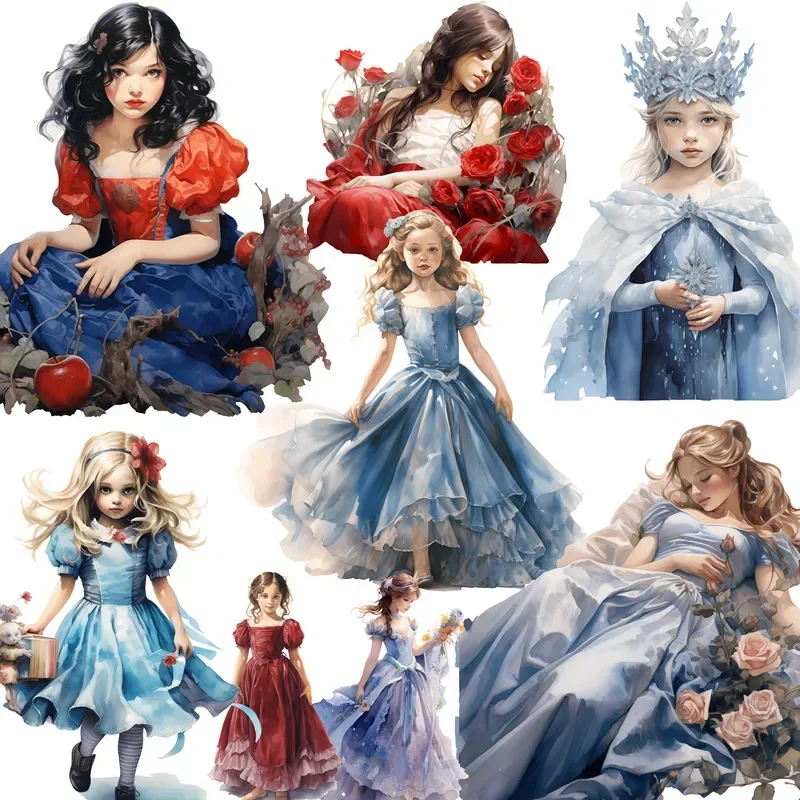 

12Pcs/Pack Fairy Tale Girls Sticker DIY Craft Scrapbooking Album Junk Journal Decorative Stickers