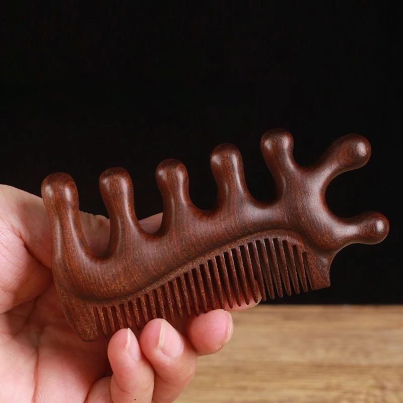 Description Picture 6 of item3 in 1 Massage Comb Blood Circulation Wood Sandalwood Comb Scalp Meridian Relax Anti-static Styling Tool Salon Supply Hair Brush