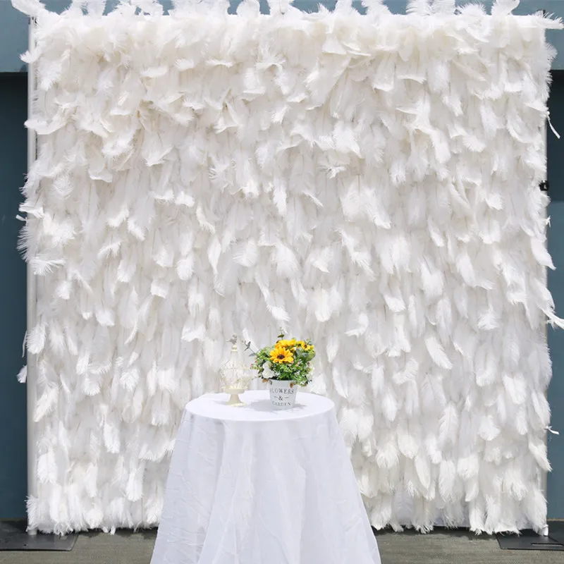

Personalized Artificial Flower Wall 3D Feather Cloth Fabric Rolling Up Craft Ornament For Wedding Backdrop Layout Decoration