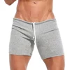 Mens Sexy Drawstring Ribbed Sleepwear Shorts Outdoor Sports Jogging Gym Sportswear Short Pants Holiday Casual Slim Male Shorts 1