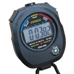 Precision Waterproof Digital Sports Stopwatch with Wristband LCD Display (Brown)
