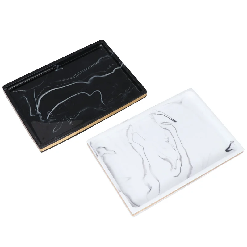 Nordic Resin Tray Hotel Marble Texture Storage Tray Bathroom Toiletries Counter trays Toiletries Dental Plates Bathroom Accessor 2