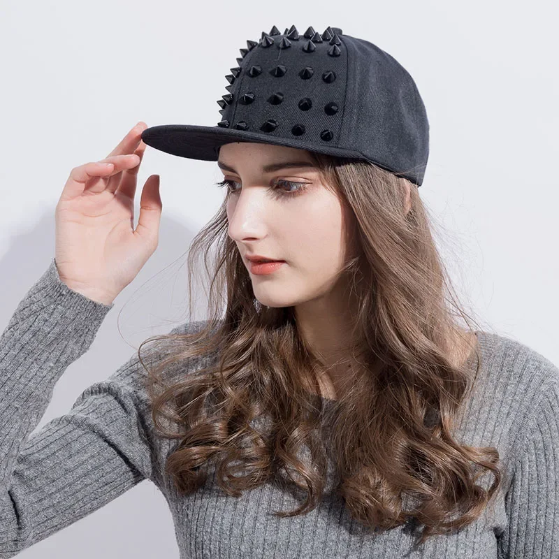 Unisex Punk Studded Baseball Hip-Hop Hat Adjustable Snapback Spike Rivet Stud Cap