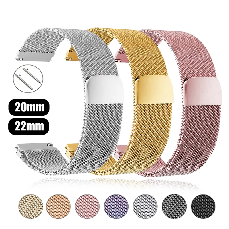 

20mm 22mm Strap for Samsung Galaxy watch 5/5Pro/4/44mm/40mm/Active 1/2 Milanese loop Bracelet Galaxy Watch 4 classic 46mm 42mm