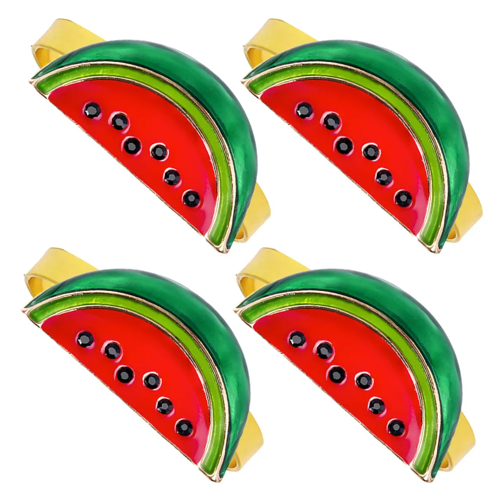 4Pcs 수박 냅킨 링 여름 과일 버클 냅킨 홀더 파티 피크닉 웨딩 테이블 액세서리 하와이 루아우 장식