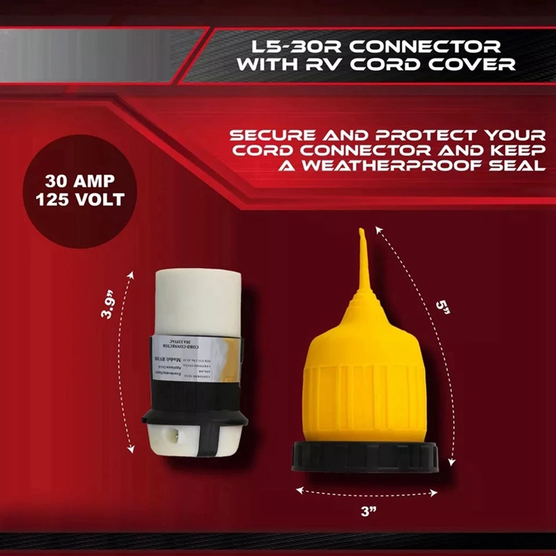 L5-30R Connector With Twist Lock Inlet Plug Power Cord Cover & Ring 30A 125V( 30AFDC +30ARCV )