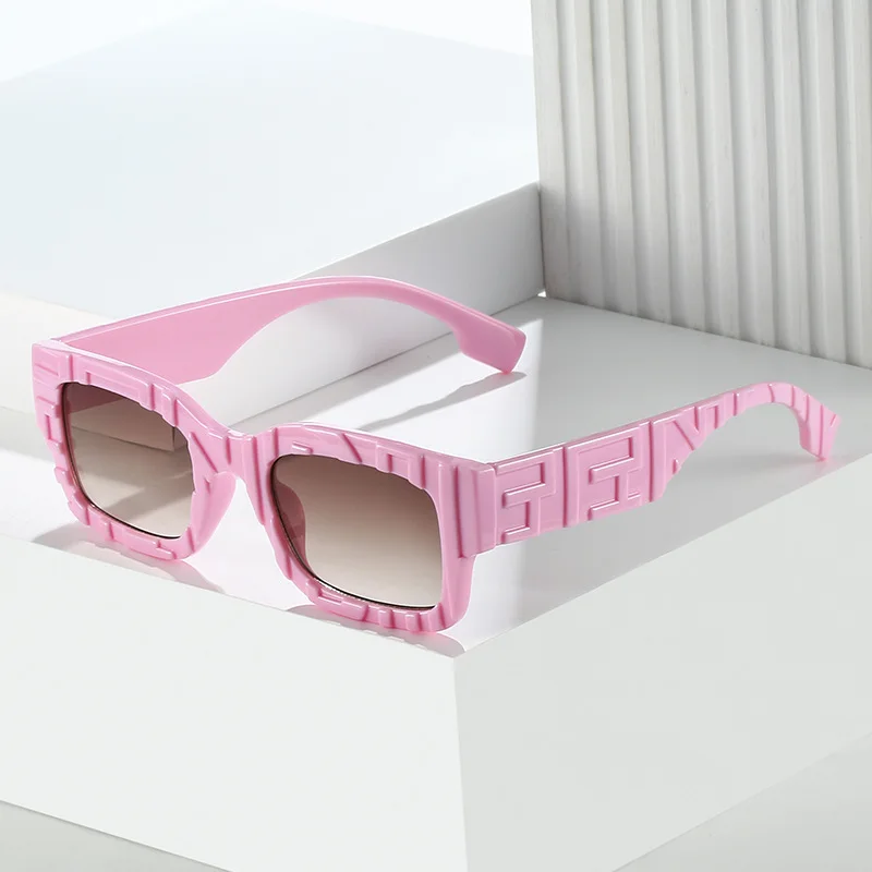 

Square Sunglasses with Concave and Convex Letter Plate, Literary Jelly Sunglasses, Personalised Five Label, Trendy, New, 2021