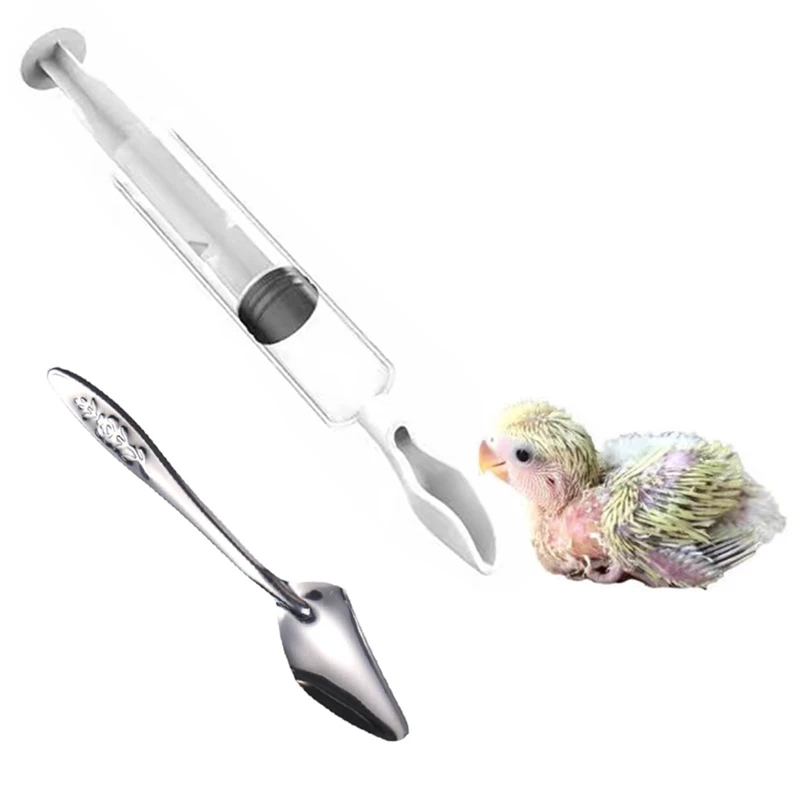 Bird Parrot Feeder Spoon with Manual Syringe Baby Bird Water Milk Medicine Feeding Syringe 20ml