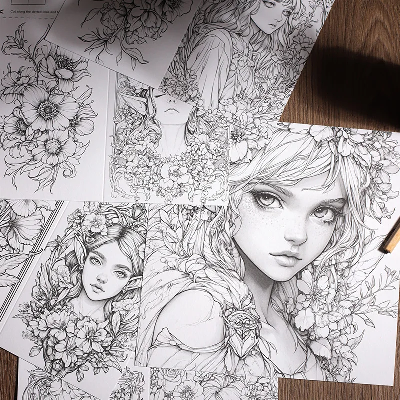 Watercolor Coloring Book for Adults Stress Relief Art Painting Sketchbook 3