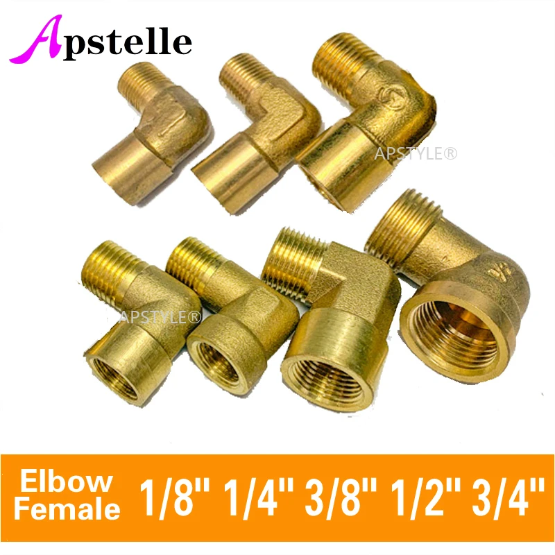 Brass Elbow Pipe Fitting 1/8" 1/4" 3/8" 1/2" Female X Male Thread 90