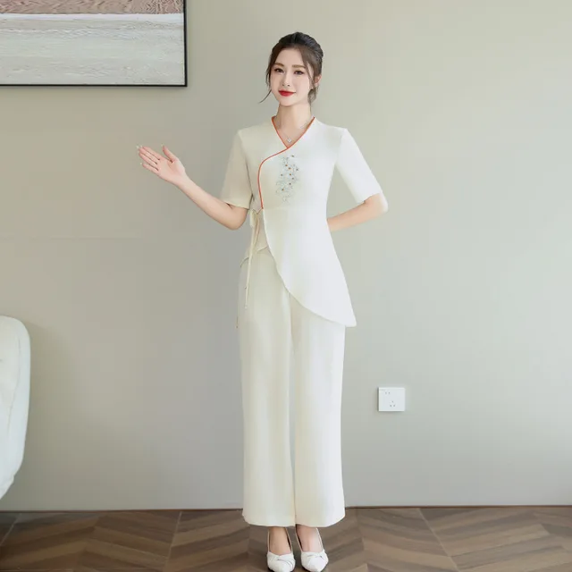 Vêtements de travail pour femmes, costume de serveur d'hôtel, Salon de beauté, Spa, Massage, café des ongles, bain de pieds Sexy, Sauna, technicien, pantalon global, uniforme 1