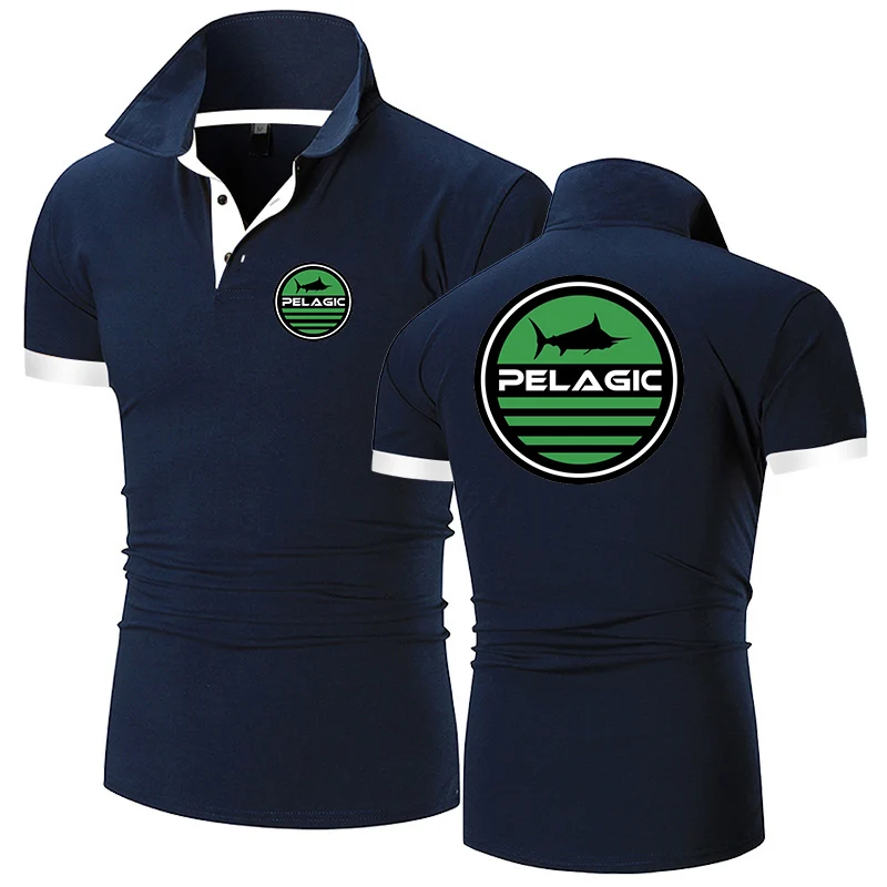 

2024 new men's ocean fishing high-end fashion contrast business casual Polo shirt summer lapel T-shirt short-sleeved shirt