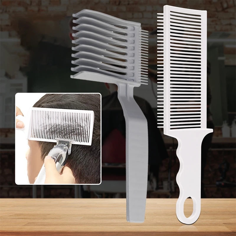 

2 Pcs Barber Flat Top Hair Cut Fade Combs Men's Arc Design Curved Positioning Hair Clipper Combs Salon Hairdresser Tools