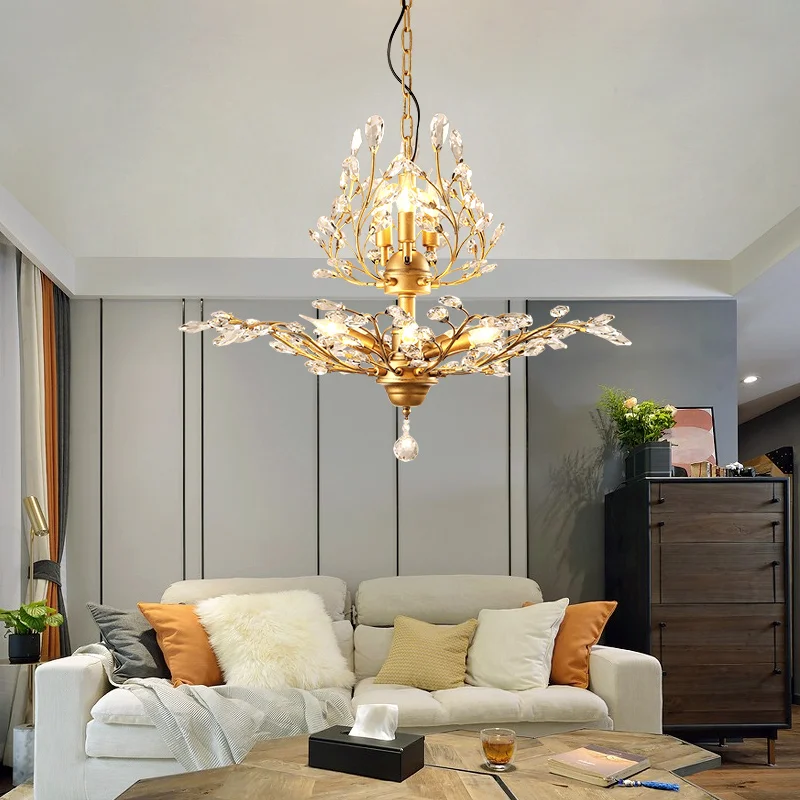 Zicbol 9-Light Gold Crystal Chandelier – Vintage Branch Design For Dining Room, Living Room, Bedroom