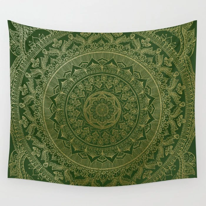 Mandala Royal - Green And Gold Wall Tapestry Background Wall Covering Home  Decoration Blanket Bedroom Wall Hanging Tapestries - Tapestry - AliExpress