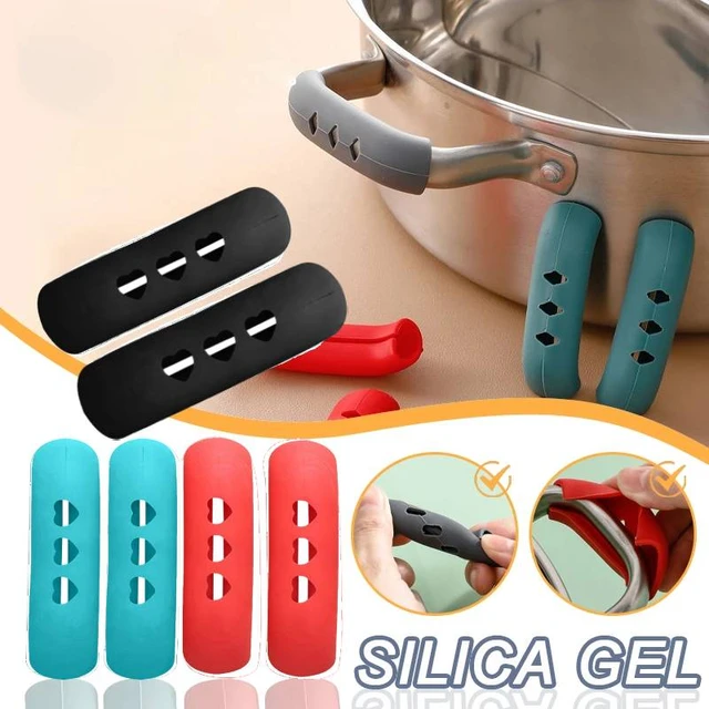 2Pcs Silicone Pan Handle Cover Heat Insulation Covers Pot Ear Clip Oven Grip