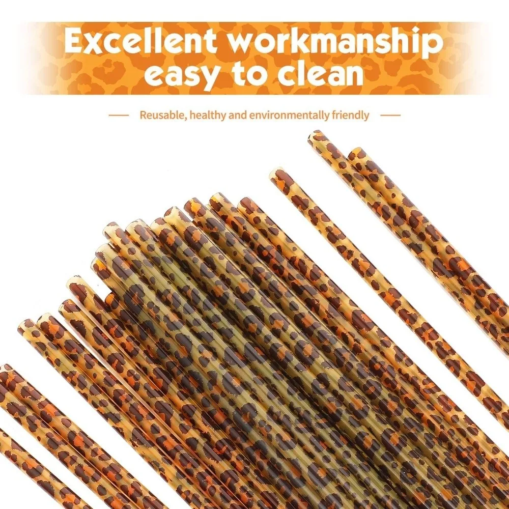 Eco-Friendly Durable Leopard Print Reusable Drinking Straws