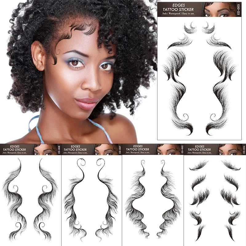

Hair Edge Tattoo Sticker Baby Hair Tattoo Stickers Curly Template Fake Hairline Hair Tattoo Baby Hair Tattoo Sticker For Women