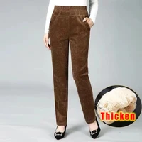 Autumn Winter Plush Thick Thin Elegant Women's Pants High Waist Fleece Pencil Pants Women Corduroy Leggings Office Lady Trousers - Image 4