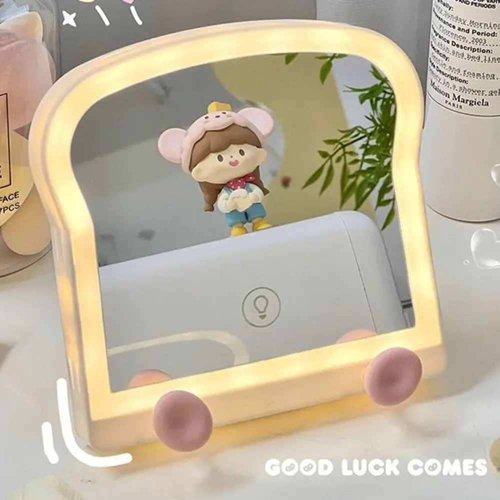

Светящееся зеркало для макияжа с USB-кабелем, регулируемое зеркало для красоты в форме хлеба, 3 режима