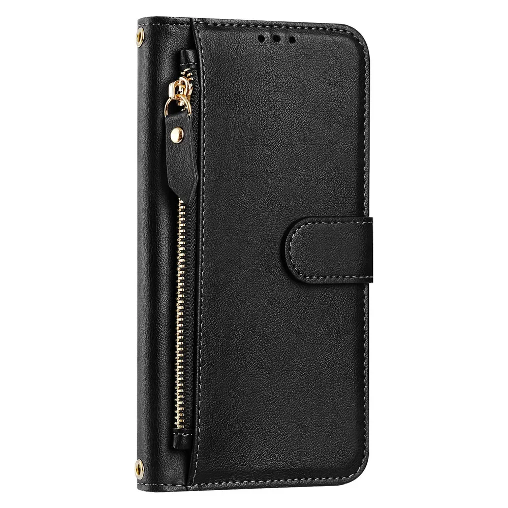 Zipper Multi Card Slots Wallet Cover with Lanyard