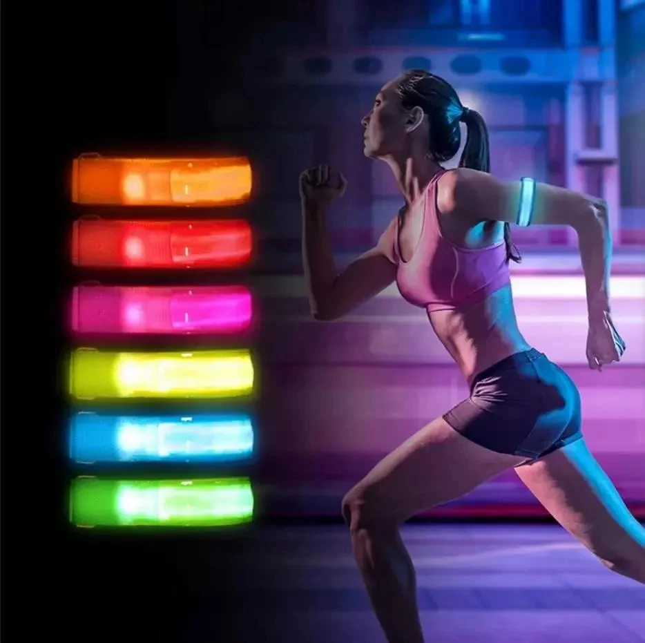 Outdoor-Sport Nachtlauf-Armband LED-Licht USB Wiederaufladbar/Batteriebetrieben Sicherheitsgurt Arm-Bein Warnarmband Radfahren Fahrrad – Detail 1