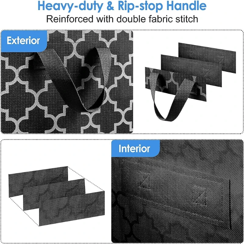 Foldable High Quality Quilt Storage Bag Large Capacity Blanket Clothes Closet Organizer with Reinforced Handle and Clear Window 4
